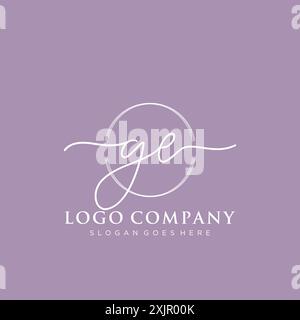 GE Initial handwriting with brush circle logo Stock Vector