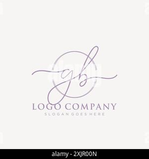 GB Initial handwriting with brush circle logo Stock Vector