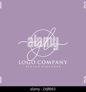 GL Initial handwriting with brush circle logo Stock Vector
