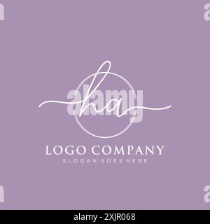 HA Initial handwriting with brush circle logo Stock Vector