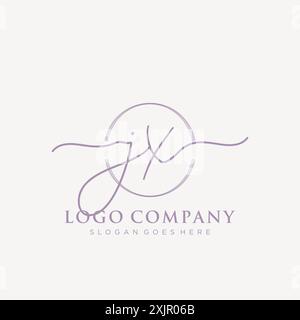 JX Initial handwriting with brush circle logo Stock Vector