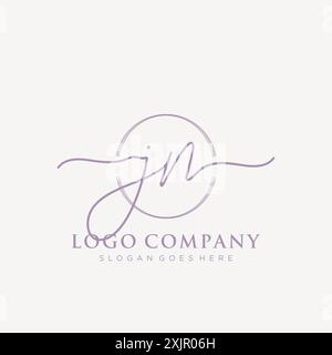 JN Initial handwriting with brush circle logo Stock Vector