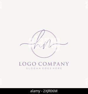 HN Initial handwriting with brush circle logo Stock Vector