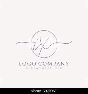 IX Initial handwriting with brush circle logo Stock Vector