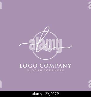 LU Initial handwriting with brush circle logo Stock Vector
