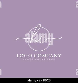 HC Initial handwriting with brush circle logo Stock Vector