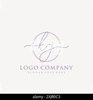 KL Initial handwriting with brush circle logo Stock Vector