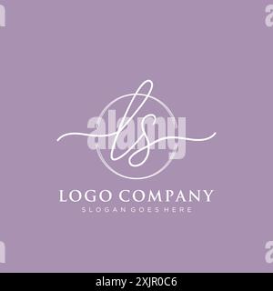 LS Initial handwriting with brush circle logo Stock Vector