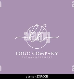 KK Initial handwriting with brush circle logo Stock Vector