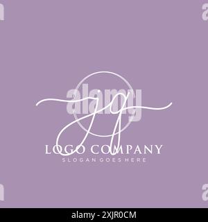JQ Initial handwriting with brush circle logo Stock Vector