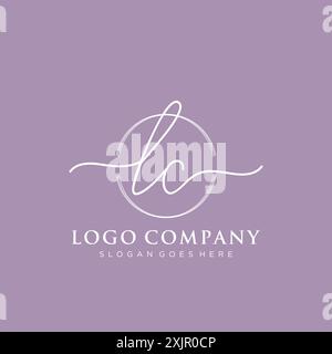 LC Initial handwriting with brush circle logo Stock Vector