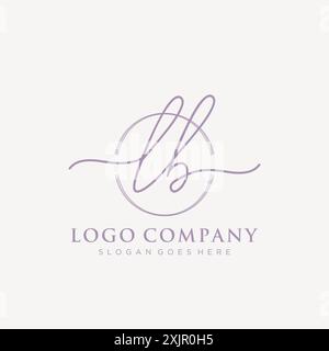 LB Initial handwriting with brush circle logo Stock Vector