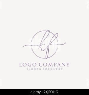 KF Initial handwriting with brush circle logo Stock Vector