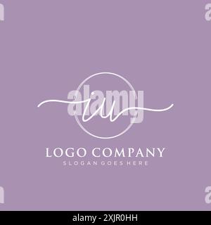 IU Initial handwriting with brush circle logo Stock Vector