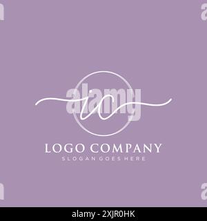 IC Initial handwriting with brush circle logo Stock Vector