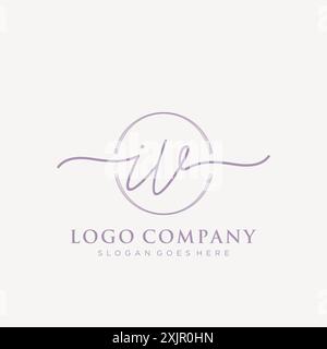 IV Initial handwriting with brush circle logo Stock Vector