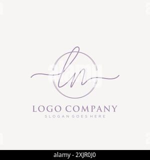 LN Initial handwriting with brush circle logo Stock Vector