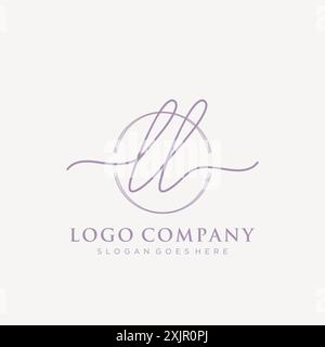 LL Initial handwriting with brush circle logo Stock Vector