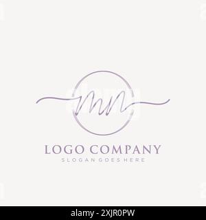 MN Initial handwriting with brush circle logo Stock Vector