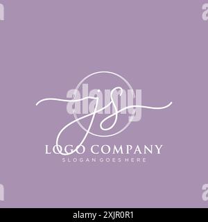 JS Initial handwriting with brush circle logo Stock Vector