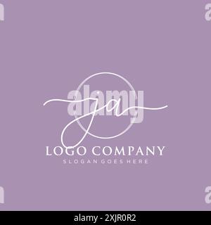 JA Initial handwriting with brush circle logo Stock Vector