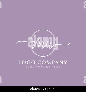 MU Initial handwriting with brush circle logo Stock Vector