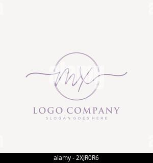 MX Initial handwriting with brush circle logo Stock Vector
