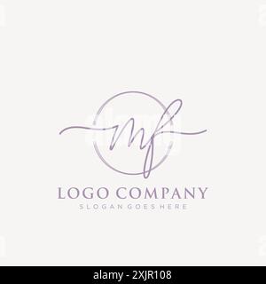 MF Initial handwriting with brush circle logo Stock Vector