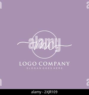 MC Initial handwriting with brush circle logo Stock Vector