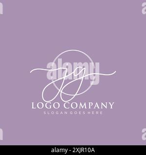 JG Initial handwriting with brush circle logo Stock Vector
