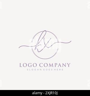 KX Initial handwriting with brush circle logo Stock Vector