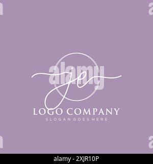 JE Initial handwriting with brush circle logo Stock Vector