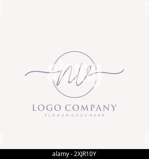 NV Initial handwriting with brush circle logo Stock Vector