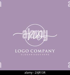NO Initial handwriting with brush circle logo Stock Vector