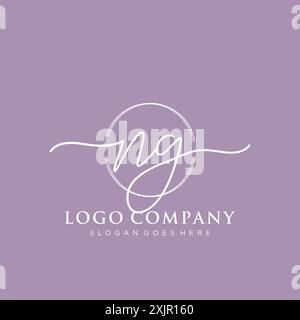 NG Initial handwriting with brush circle logo Stock Vector