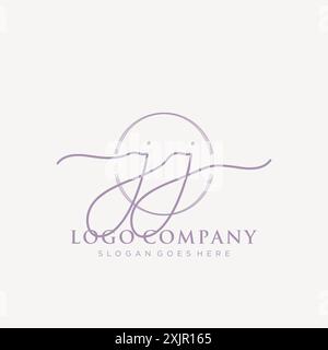JJ Initial handwriting with brush circle logo Stock Vector