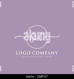 OC Initial handwriting with brush circle logo Stock Vector