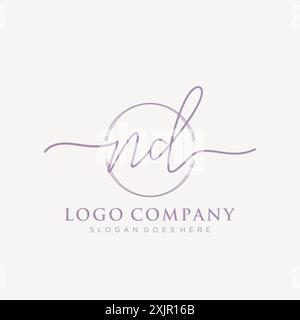 ND Initial handwriting with brush circle logo Stock Vector