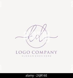 KD Initial handwriting with brush circle logo Stock Vector