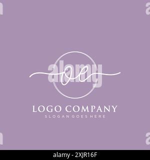 OE Initial handwriting with brush circle logo Stock Vector