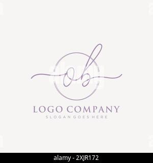 OB Initial handwriting with brush circle logo Stock Vector