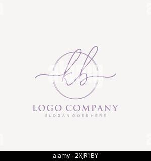 KB Initial handwriting with brush circle logo Stock Vector