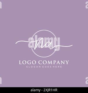 NA Initial handwriting with brush circle logo Stock Vector
