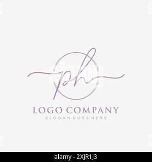 PH Initial handwriting with brush circle logo Stock Vector