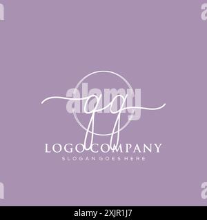QQ Initial handwriting with brush circle logo Stock Vector