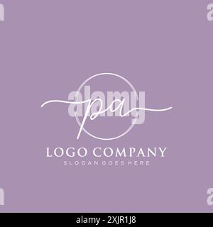 PA Initial handwriting with brush circle logo Stock Vector