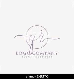 QR Initial handwriting with brush circle logo Stock Vector