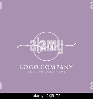 OU Initial handwriting with brush circle logo Stock Vector