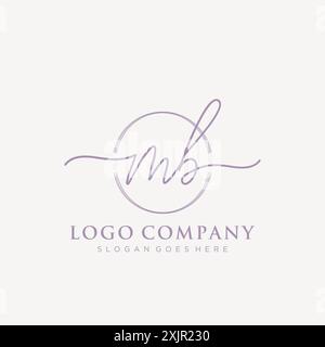 MB Initial handwriting with brush circle logo Stock Vector