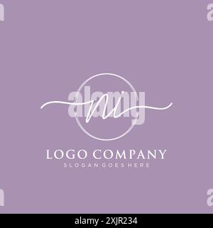 NI Initial handwriting with brush circle logo Stock Vector